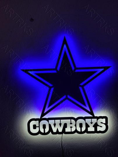 Dallas Cowboys LED Sign, Bright Illuminated Team Emblem, Ideal Decor for Game Rooms, Excellent Gift for Cowboys Enthusiasts