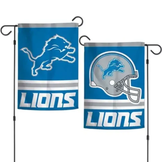 DETROIT LIONS DOUBLE SIDED GARDEN FLAG 12"X18" YARD BANNER OUTDOOR RATED