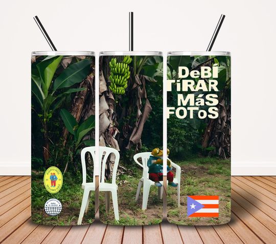 Bad Bunny Debi tirar mas fotos Tumbler with Lid and Straw | 20oz Tumbler | Bad Bunny New Album Tumbler