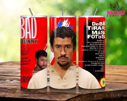 bad bunny Debi tirar ms fotos Tumbler with Lid and Straw | 20oz Tumbler | Bad Bunny New Album Tumbler