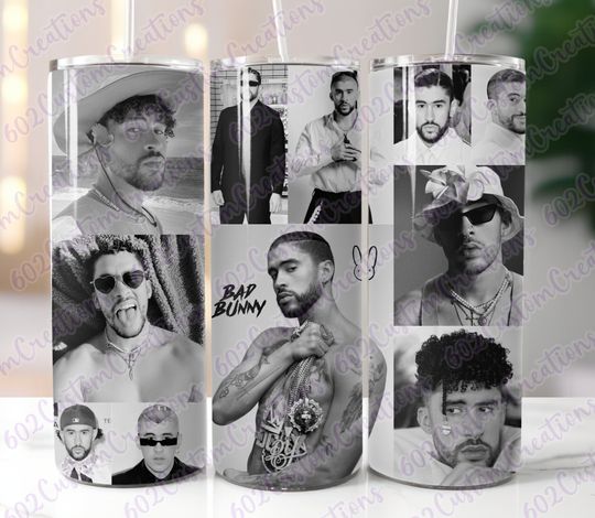 BAD BUNNY Tumbler with Lid and Straw | 20oz Tumbler