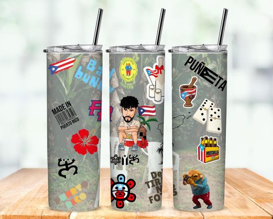 Bad Bunny Tumbler with Lid and Straw | 20oz Tumbler