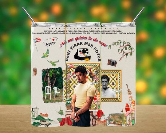 Artist Tumbler with Lid and Straw | 20oz Tumbler | Bad Bunny New Album Tumbler