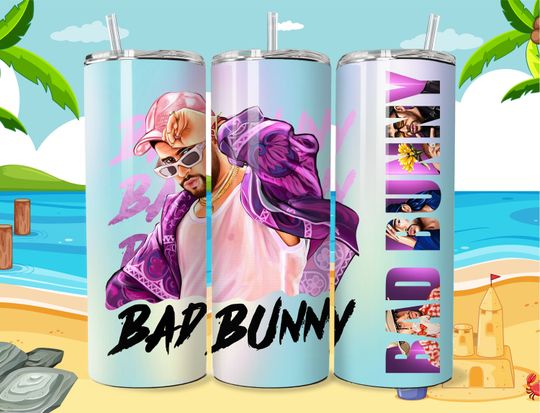 Bad Bunny Tumbler with Lid and Straw | 20oz Tumbler