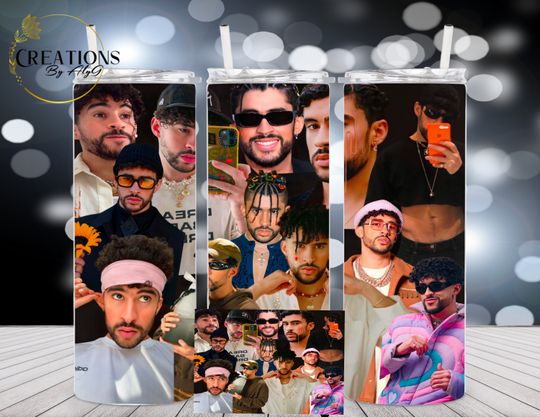 Bad Bunny Tumbler with Lid and Straw