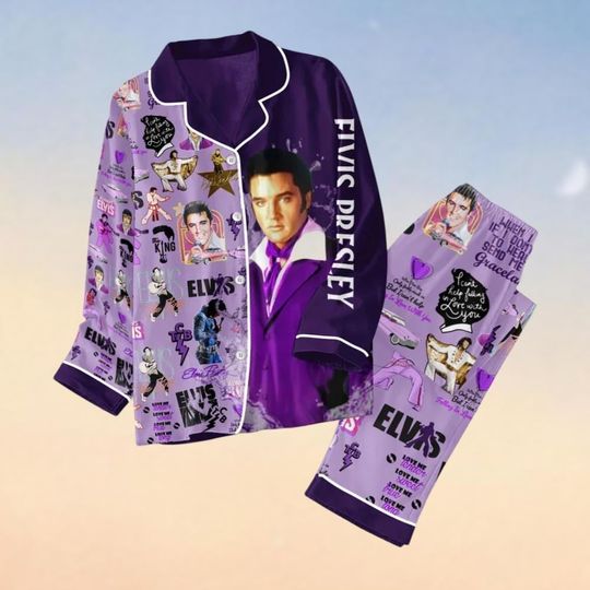 Elvis Presley Set Of Pajamas, Elvis Graphic Womens Pajamas, King Of Rock And Roll Shirt, Music Tour 2025 Merch, Gift For Elvis Lovers