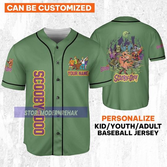 Personalize Scooby-Doo Vintage Baseball Jersey, Horror Movie Disneyland Baseball Jersey