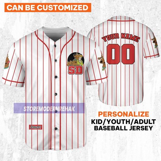 Personalize Scooby-Doo Baseball Jersey, Horror Movie Baseball Jersey