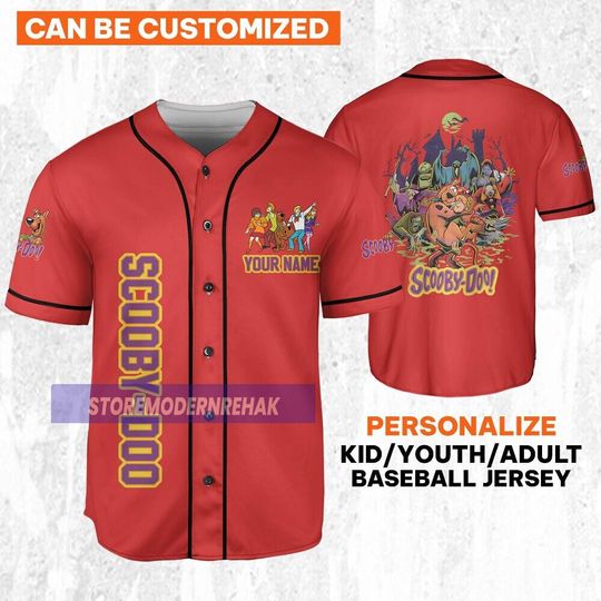Personalize Scooby-Doo Baseball Jersey, Horror Movie Baseball Jersey, Disneyland Party Baseball Jersey