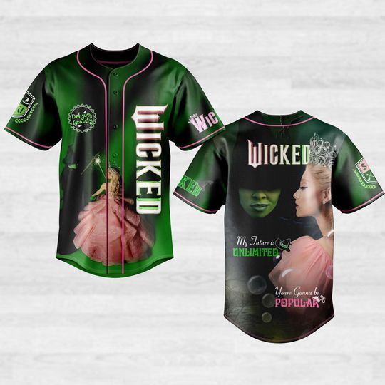 Wicked Baseball Jersey, Wizard of Oz Jersey Baseball Jersey, Elphaba & Glinda Baseball Jersey