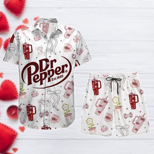 Dr Pepper Pink Coquette Hawaiian Shirt, Dr Pepper Hawaiian Shirt, Soda Lover Hawaii Shirt, Beach Outfit Hawaiian Shirt