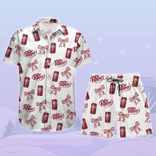 Dr Pepper Button Hawaiian Shirt, I Love Dr Pepper Button Shirt Shorts, Dr Pepper Soda Hawaii Shorts, Soda Lover Hawaiian Shirt