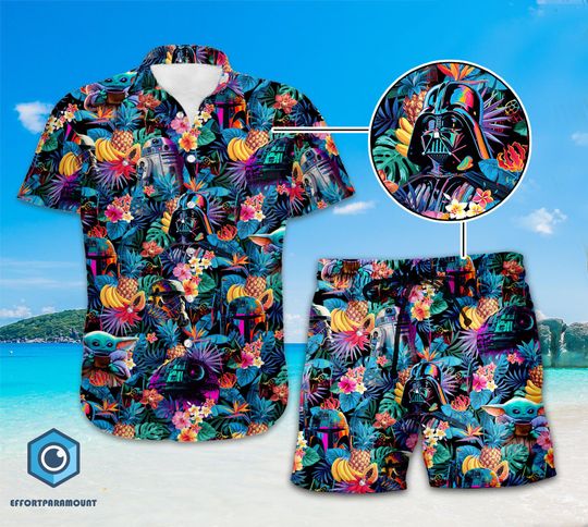 StarWars Hawaiian Shirt, Starwars Mandalorian Hawaiian Shirt, Summer Hawaii Shirt, Mandalorian Grogu Hawaiian Shirt