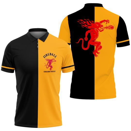 Fireball Polo Shirt, Whisky Polo Shirt, Men's Polo Shirt, Gift For Men, Dad Gift