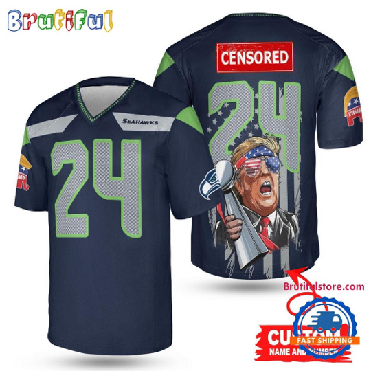 Custom Unisex Jersey with Your  Name & Number Seattle Seahawks  x Donald Trump  Football Jersey