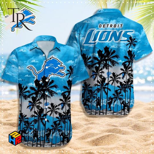 Retro Detroit Lions Football Hawaiians Shirt, Detroit Game Day Hawaiians Shirt