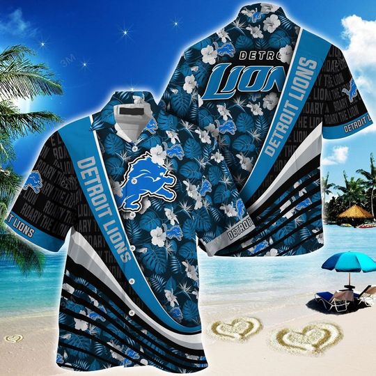 Detroit Lions Football Hawaiians Shirt, Flower Football Hawaiians Shirt, Detroit Hawaiians Shirt