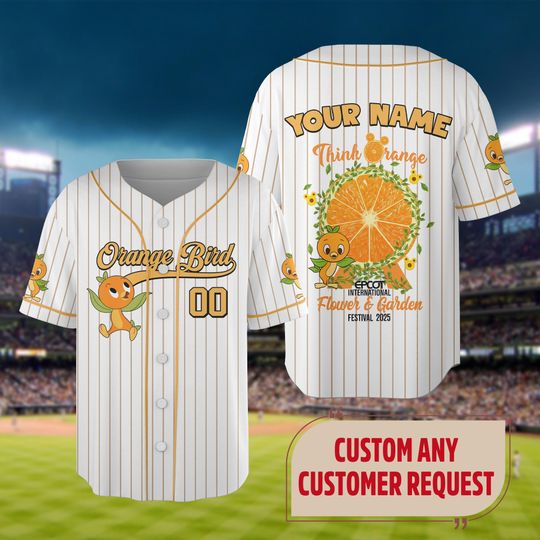 Custom Disney Orange Bird Epcot Flower and Garden Baseball Jersey, Epcot Orange Bird Shirt, Disneyland Festival Family Trip Matching Tee