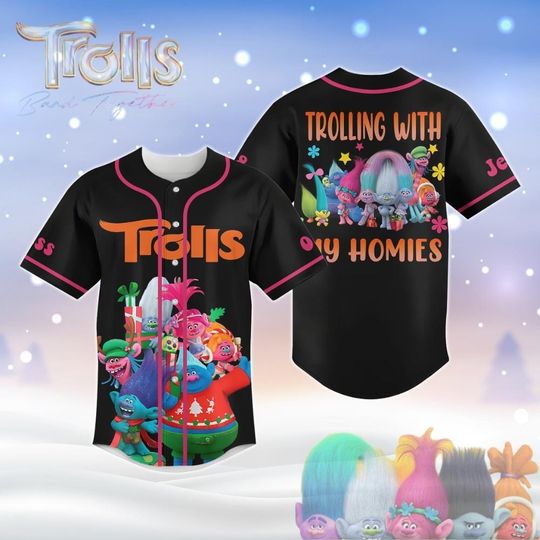 Personalized Trolls Band Together Baseball Jersey, Troll Poppy Jersey Shirt, Cartoon Squad Jersey, Family Matching Shirt, Gift For Kids