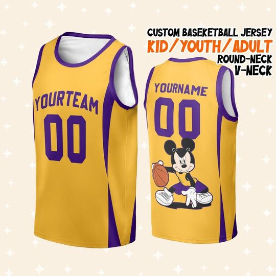 Discover Personalize Mickey Mouse Basketball Los Angel, Custom Disney Mickey Basketball Jersey Team Name Number Game Day Outfit Birthday Gift For Fan