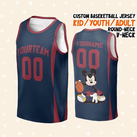 Personalize Mickey Mouse Basketball Denve2, Custom Disney Mickey Basketball Jersey Team Name & Number Game Day Outfit Birthday Gift For Fans