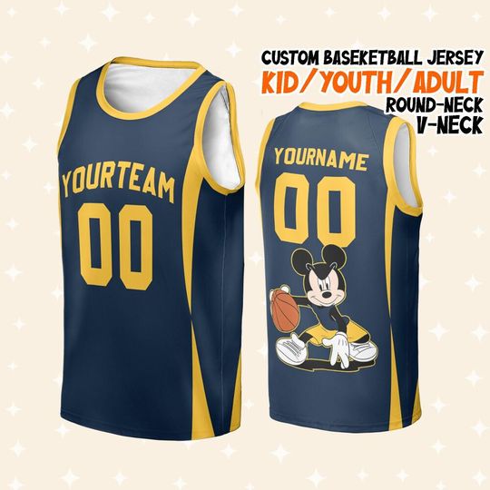 Discover Personalize Mickey Mouse Basketball Denve, Custom Disney Mickey Basketball Jersey Team Name & Number Game Day Outfit, Birthday Gift For Fans
