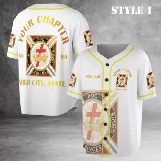 Personalized Name Masonic Knights Templar Freemasonry Baseball Jersey