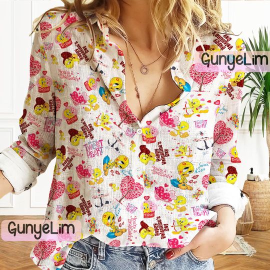 Tweety Bird Women Shirt, Tweety Bird Casual Womens Tee Shirt, Women Shirt, Vintage Tunic, Print Women Shirt