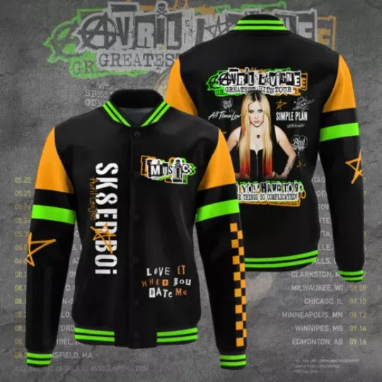 Avril Lavigne Music Baseball Jacket For Fan