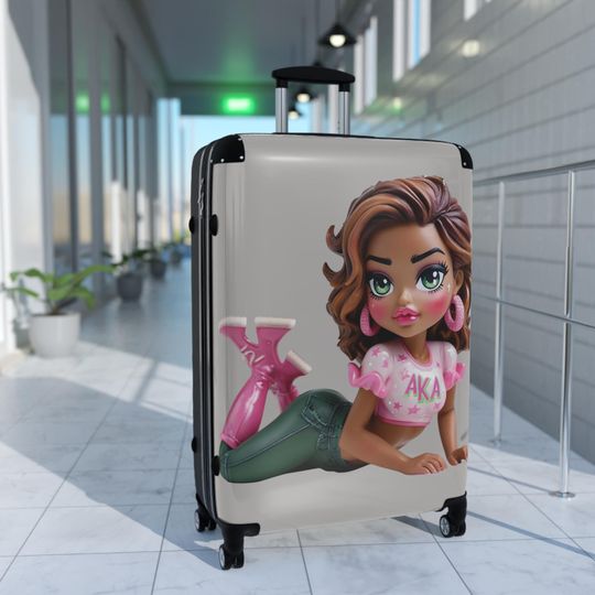 AKA "Alpha Kappa Alpha" Pink & Green Travel Girl SuitCase