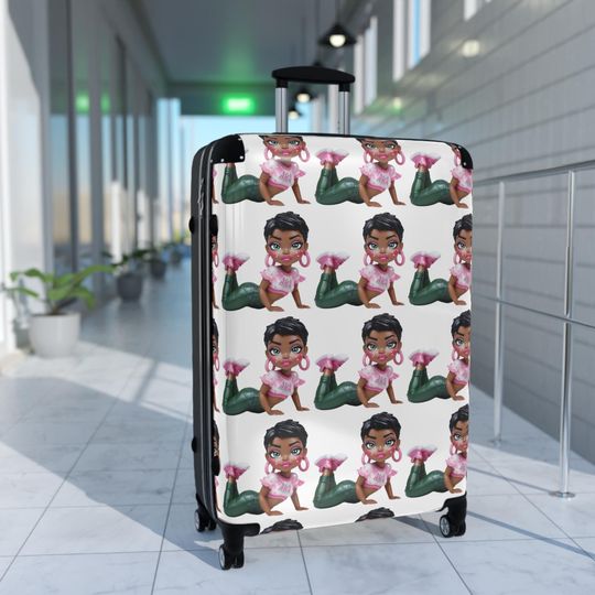 AKA "Alpha Kappa Alpha" Pink & Green Pixie Girl Travel Suitcase