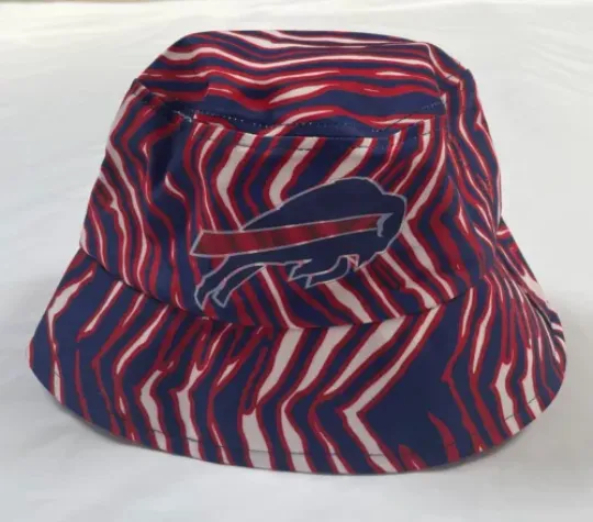 Buffalo Bills Bucket Hat Cap Zubaz Print Red White Blue Jersey Vintage New