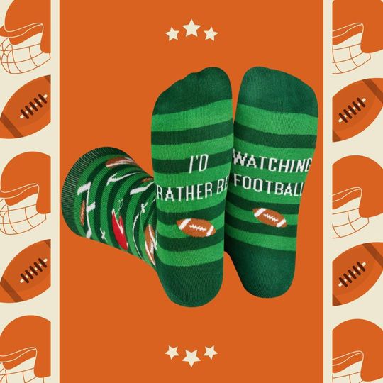 Rather be Football Socks, Gift For Football Fan, football, Football Accessories, Gift Idea for Boys Dads, Touchdown, Superbowl Fan Socks