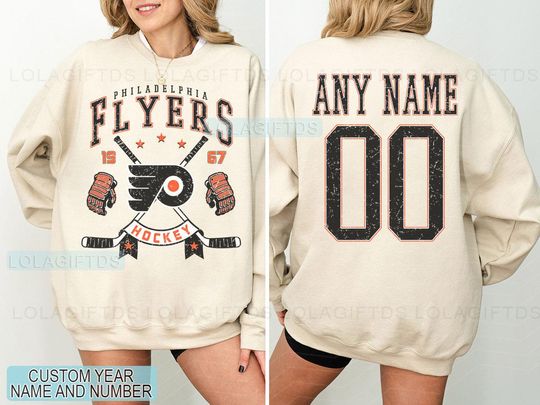 Personalized Philadelphia Hockey Sweatshirt, Philadelphia Flyers crewneck, Philadelphia Hockey shirt, Custom Hockey Shirt, Hockey Number Tee