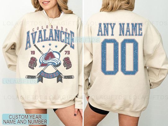 Personalized Colorado Hockey Sweatshirt, Colorado Avalanche crewneck, Colorado Hockey shirt, Custom Hockey Shirt, Hockey Number Shirt