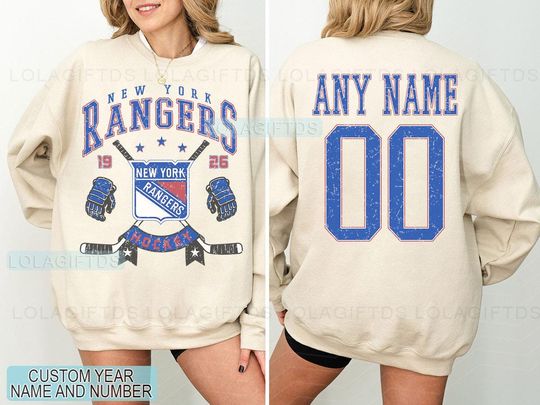 Personalized New York Hockey Sweatshirt, New York Rangers crewneck, New York Hockey shirt, Custom Hockey Shirt, Hockey Number Shirt