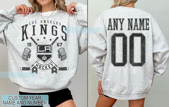 Personalized Los Angeles Hockey Sweatshirt, Los Angeles Kings crewneck, Los Angeles Hockey shirt, Custom Hockey Shirt, Hockey Number Shirt