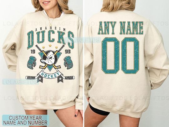Personalized Anaheim Hockey Sweatshirt, Anaheim Ducks crewneck, Anaheim Hockey shirt, Custom Hockey Shirt, Hockey Number Shirt