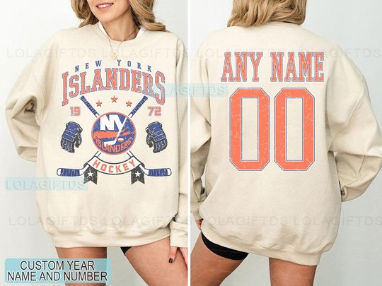 Personalized New York Hockey Sweatshirt, New York Islanders crewneck, New York Hockey shirt, Custom Hockey Shirt, Hockey Number Shirt