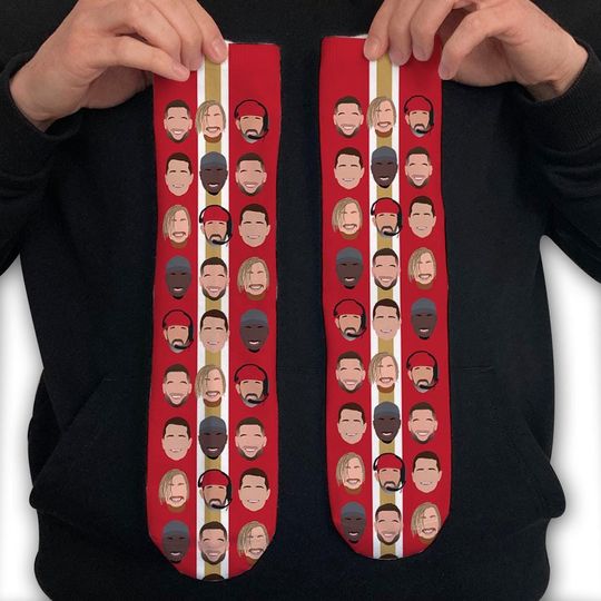 49ers 2024-25 American Football Vector Heroes Socks 3 Sizes Purdy Bosa San Francisco Etc Choice Of Designs Great Christmas Gift For Fans