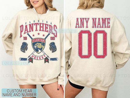 Personalized Florida Hockey Sweatshirt, Florida Panthers crewneck, Florida Hockey shirt, Custom Hockey Shirt, Hockey Number Shirt