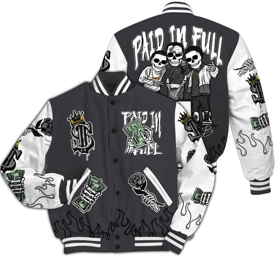 Discover Dunkare Fear 4s Varsity Jacket, Streetwear Varsity Jacket, Fire Everybody Paid In All Over Print Letterman Jackets