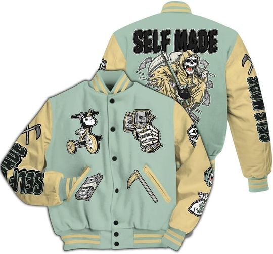 Dunkare Joins Year Of The Snake 5s Varsity Jacket, Streetwear Varsity Jacket, Around Find Out Graphic Trapped All Over Print Letterman Jackets
