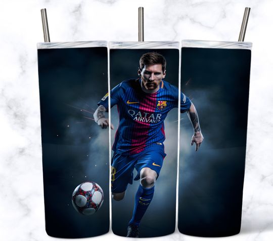 Football Player Messi 20oz Skinny Tumbler Wrap, Sublimation , Straight & Tapered Tumbler Wrap