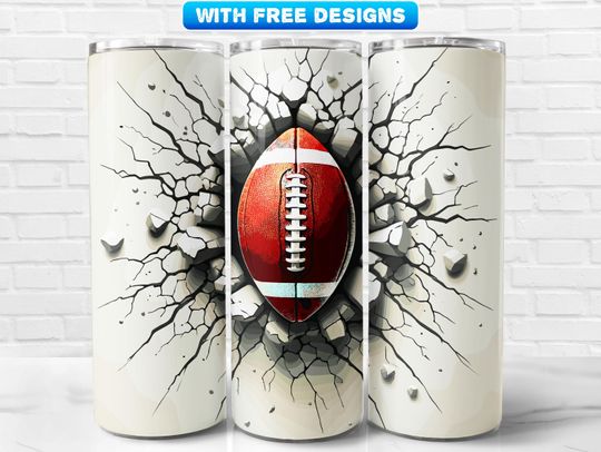 Football Breaking Wall Tumbler Wrap  , Sports, Sublimation Design