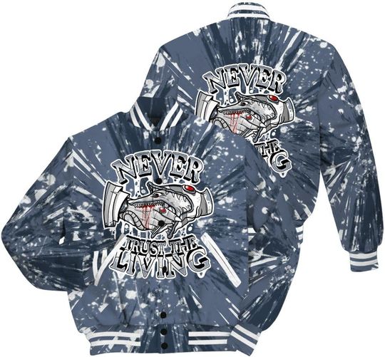 Dunkare Shirt To Match Low Diffused Blue 11s Jacket, Streetwear Varsity Jacket, 11 Diffused Blue Shirt Free Thug Living Graphic Brick Art Varsity Jacket