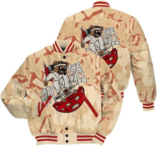 Dunkare Shirt For Dunk Low Strawberry Waffle Jacket, Streetwear Varsity Jacket, Loot Bear Liquid All Over Print Baseball Varsity Jacket