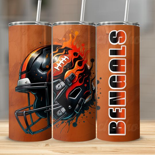 Bengal 20oz Skinny Tumbler Wrap  , Sport 20oz  , Mascot Sublimation Tumbler   , football game day tumbler