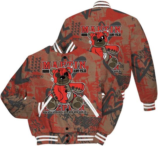 Dunkare Shirt To Match Olive 9s Jacket, Streetwear Varsity Jacket, Retro 9 Olive Tee Seeya Skeleton Colored All Over Print Baseball Varsity Jacket