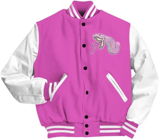 Dunkare Hyper Violet 4s Varsity Jacket, Streetwear Varsity Jacket, Trust No One Graffiti Varsity Jacket Unisex